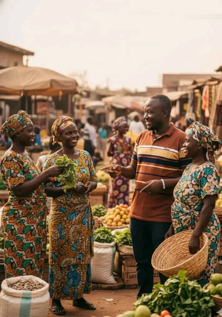 Interaction with elderly women at a local market in Makeni City